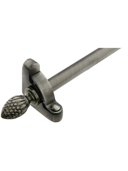 28 1/2 inch Heritage Pineapple Tip Stair Rod - 1/2 inch Diameter Brass With Standard Brackets in Antique Pewter.